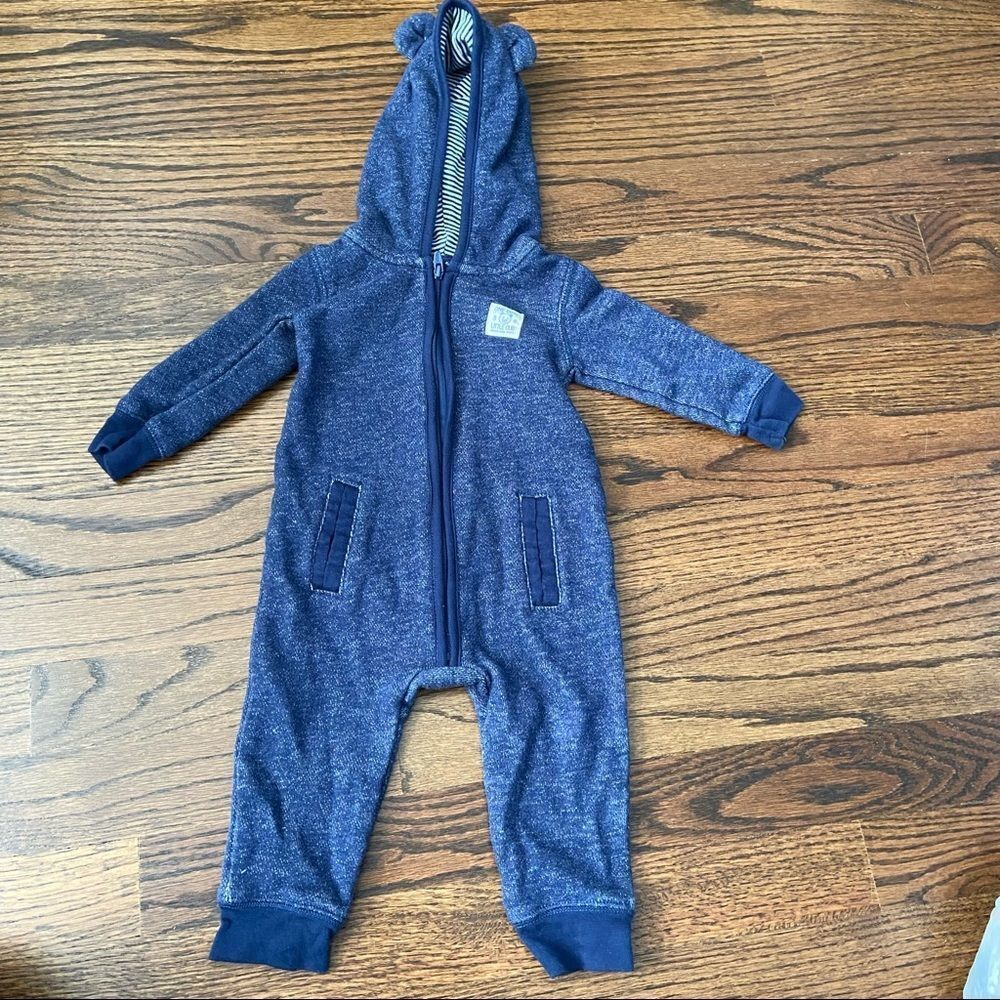 Carter’s bear cub heather blue long sleeve zip up boy’s cozy bunting - 6 months